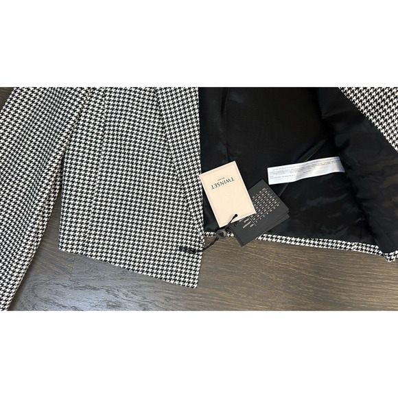 NWT Twinset Milano Italy Short Jacket Houndstooth Wool Blend US 8 I44 Modern - Picture 5 of 6